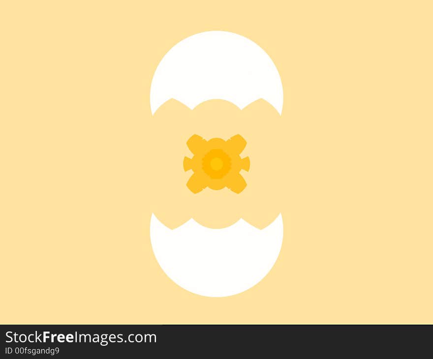 Abstract chicken in cracked egg - fractal. Abstract chicken in cracked egg - fractal.