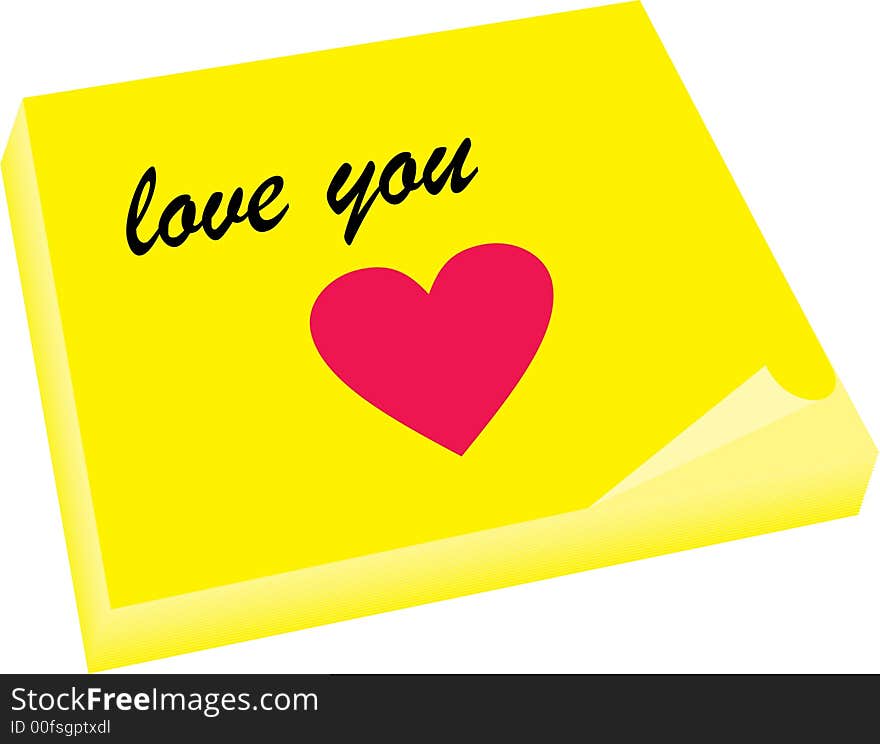 Love note you with heart