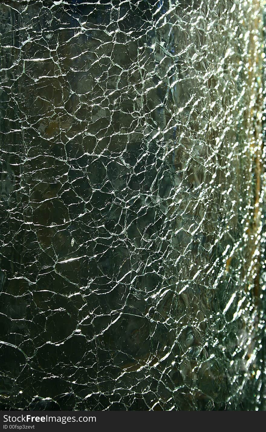 Light reflections from shattered glass