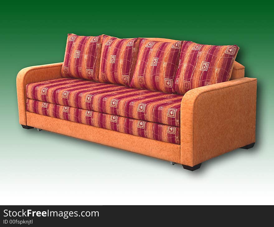 A sofa on a green background