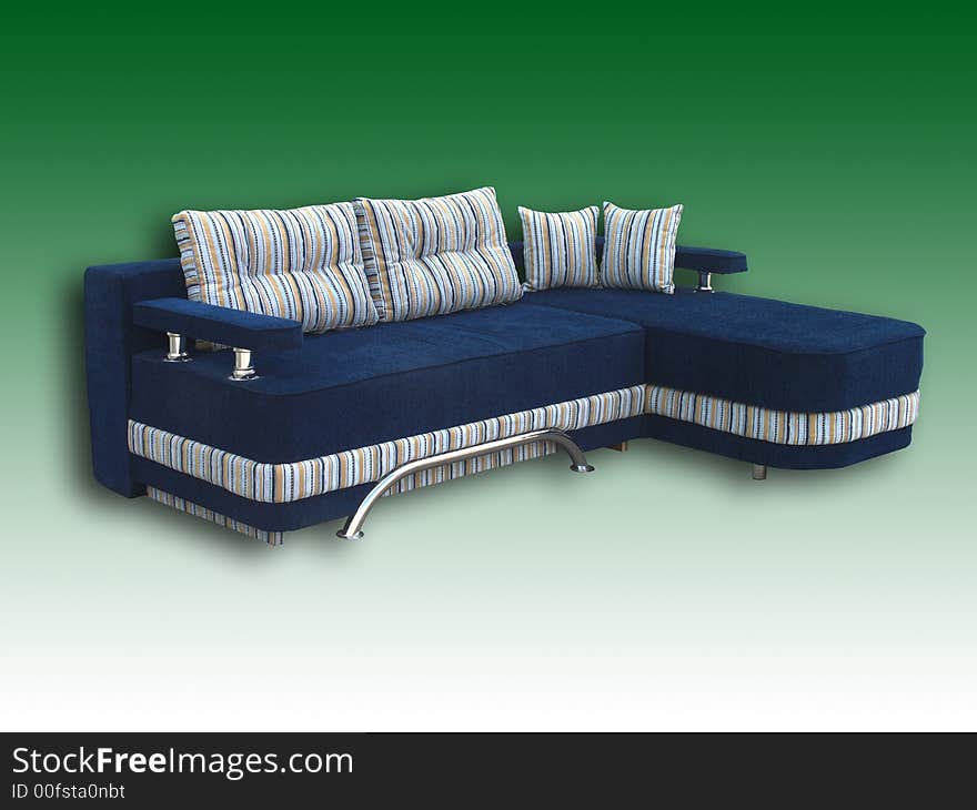 A sofa on a green background