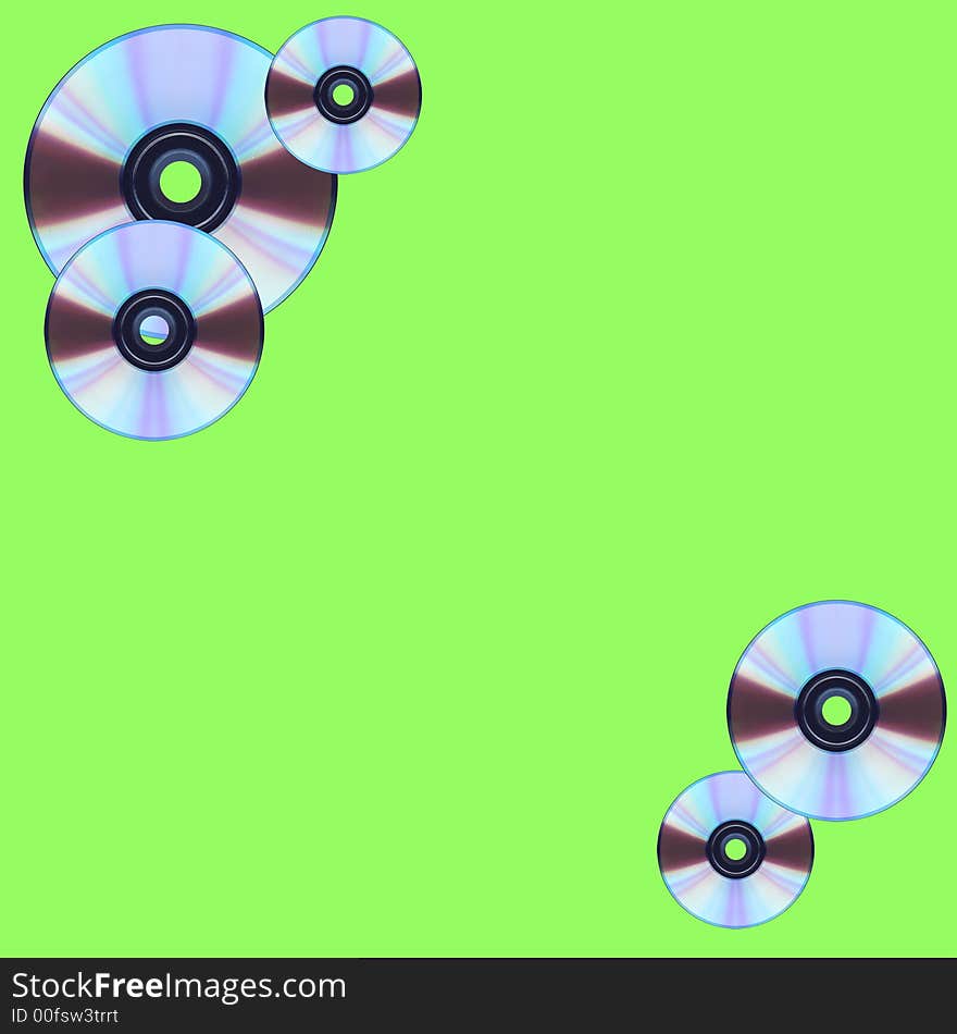 Background on a musical or computer theme with use of compact discs