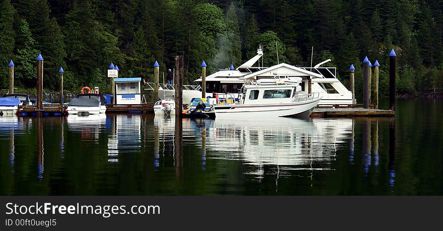 Boats docked at Harrison Lake, British Columbia. Boats docked at Harrison Lake, British Columbia