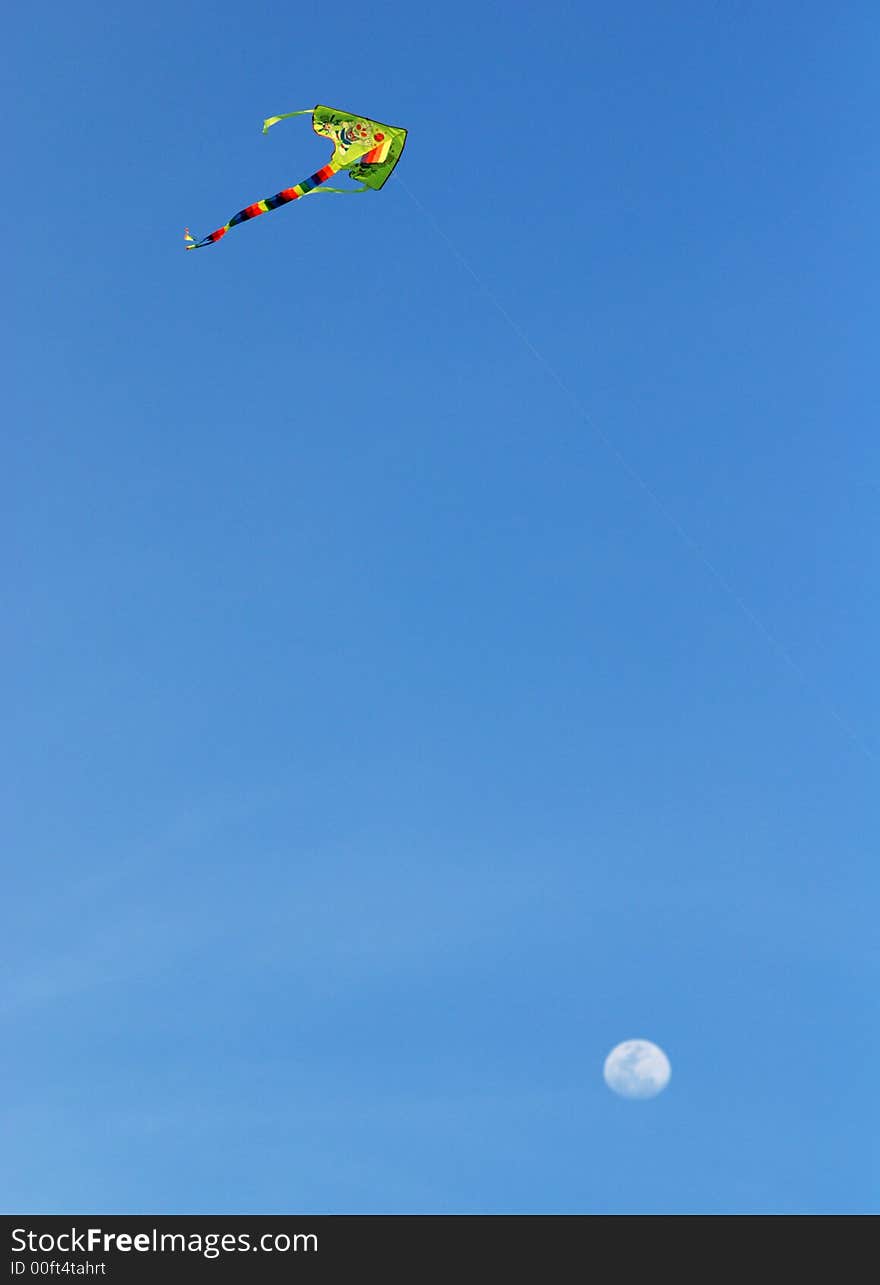 Colorful kite and moon