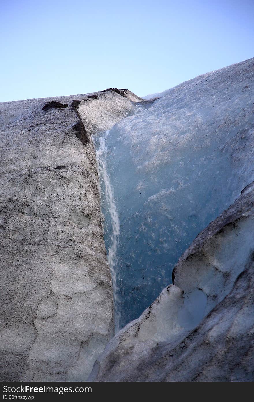 Layers of ice on the glacier in Iceland