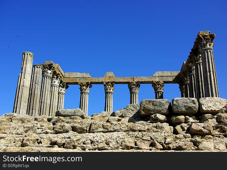 Ruins of Roman temple in  Evora, alentejo, Portugal. Ruins of Roman temple in  Evora, alentejo, Portugal