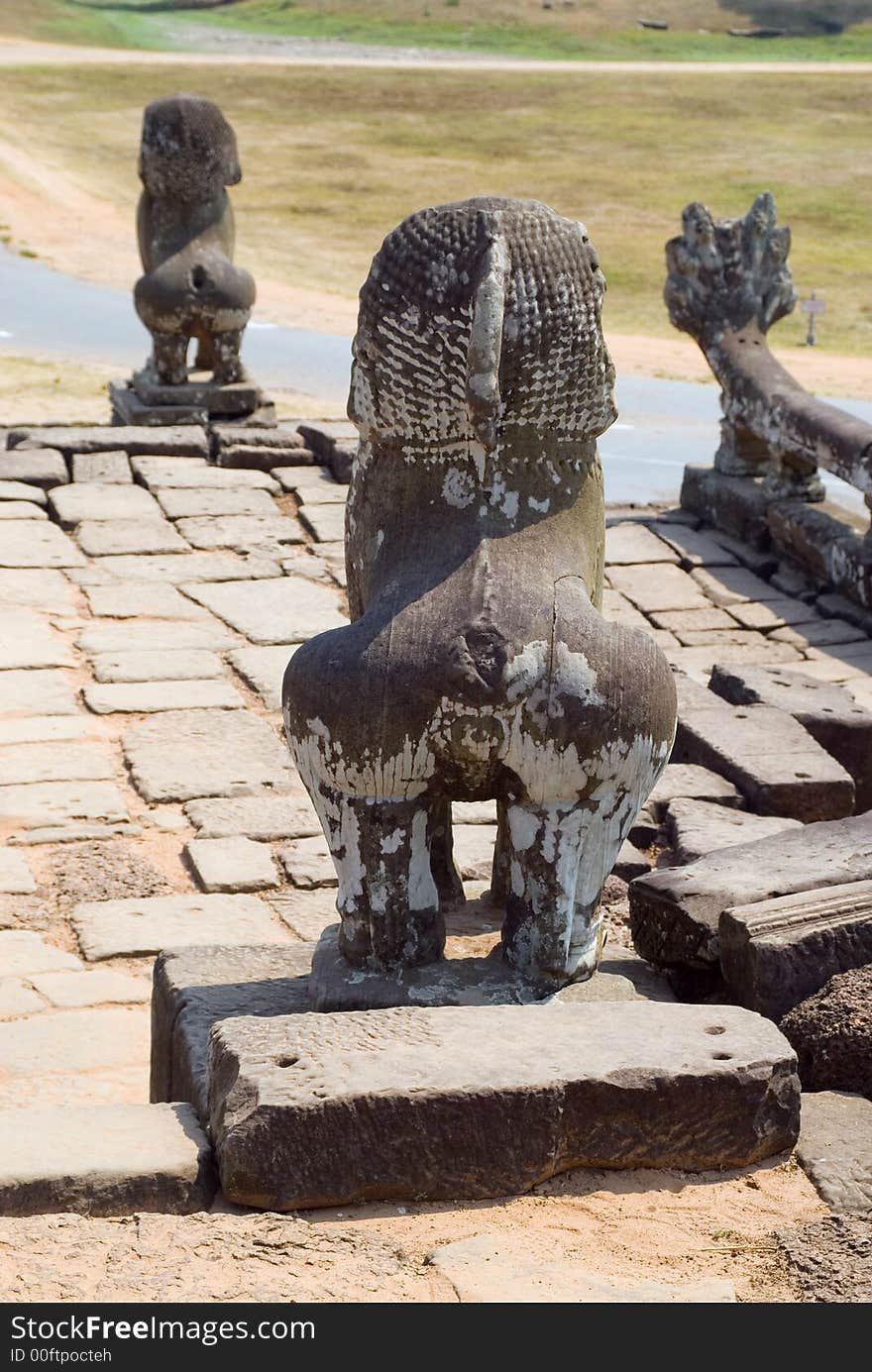 Terrace of Leper King sculptures, Angkor Thom, Cambodia