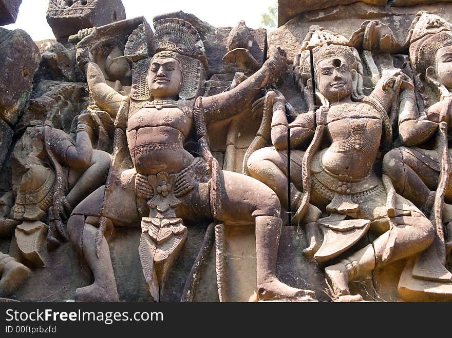 Terrace of Leper King dance statues, Angkor Thom, Cambodia