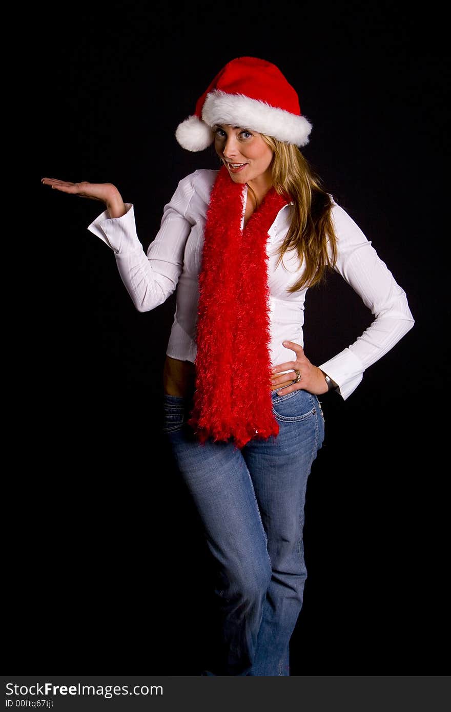 Attractive woman wishing you a very Merry Christmas. Attractive woman wishing you a very Merry Christmas