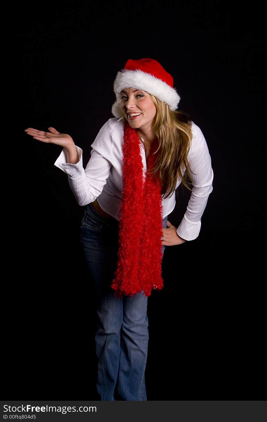 Attractive woman wishing you a very Merry Christmas. Attractive woman wishing you a very Merry Christmas