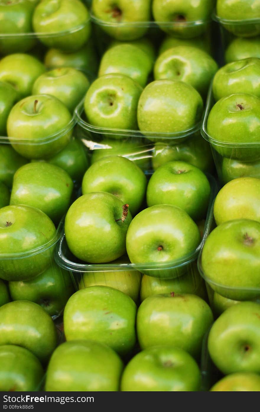 Green apples in the market