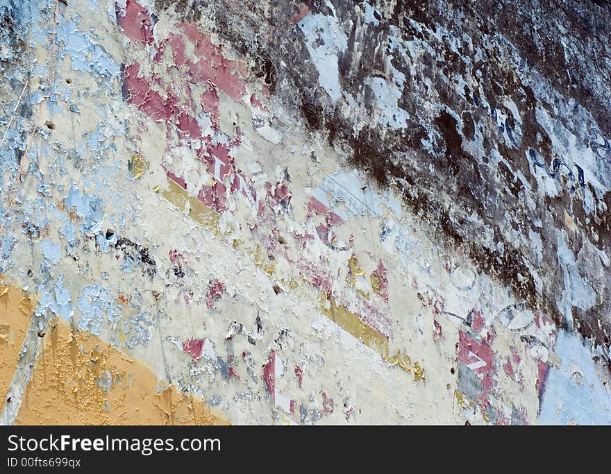 Old peeling paint on a wall in panang