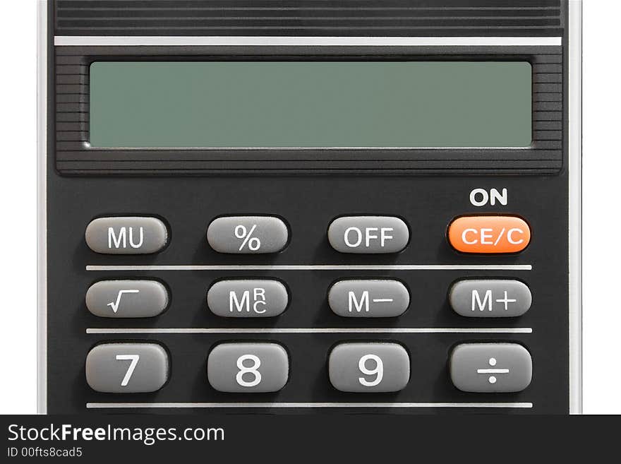 Calculator (close-up), isolated on white background