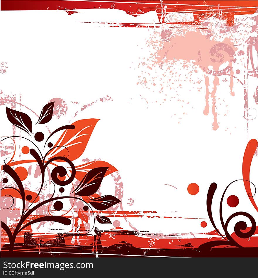 Floral Background Design in reds.