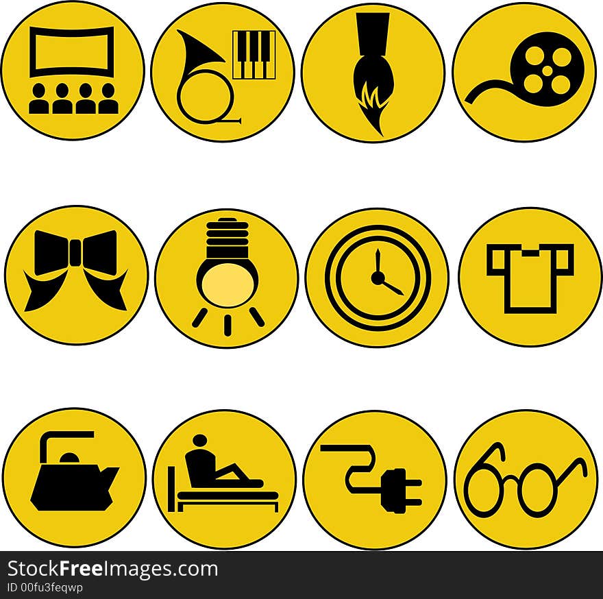 Icons on different household themes