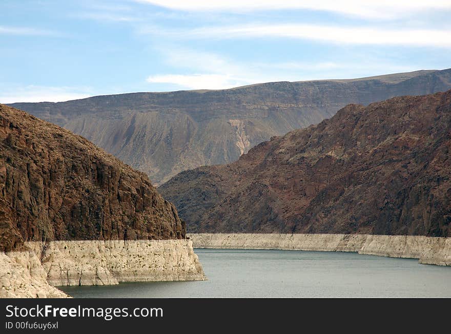 Mountains of hoover dam with river. Mountains of hoover dam with river