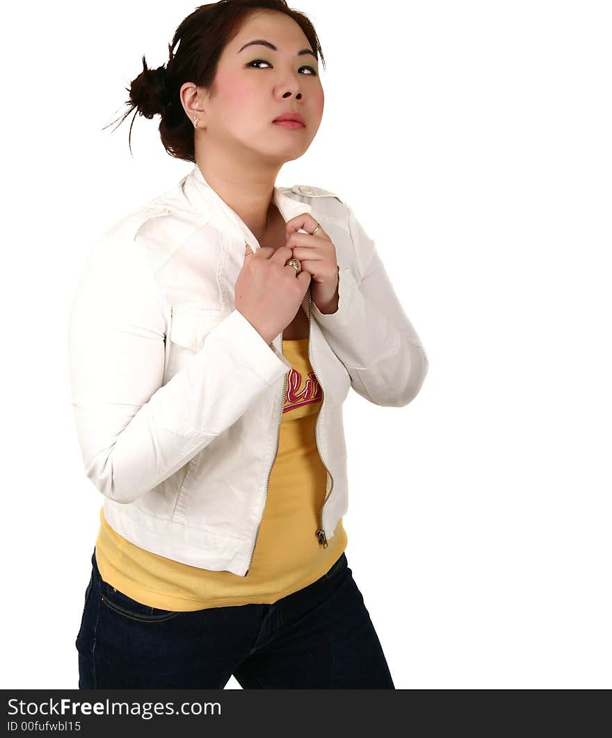 Isolated asian girl in casual dress showing off her confidence. Isolated asian girl in casual dress showing off her confidence