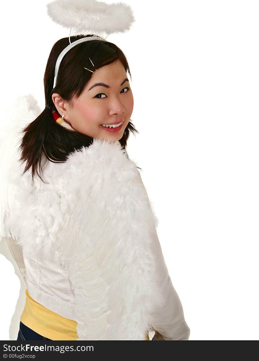 Asian Girl With Angel Wing Loo