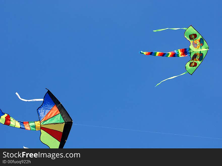 Colorful kites flying