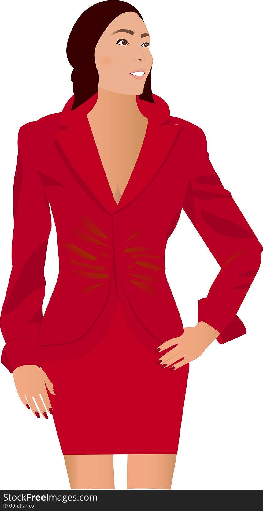 Business woman in red suit