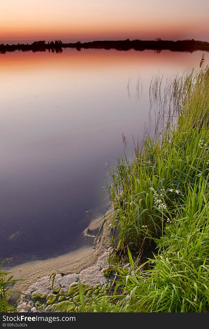 Dusk by the lake