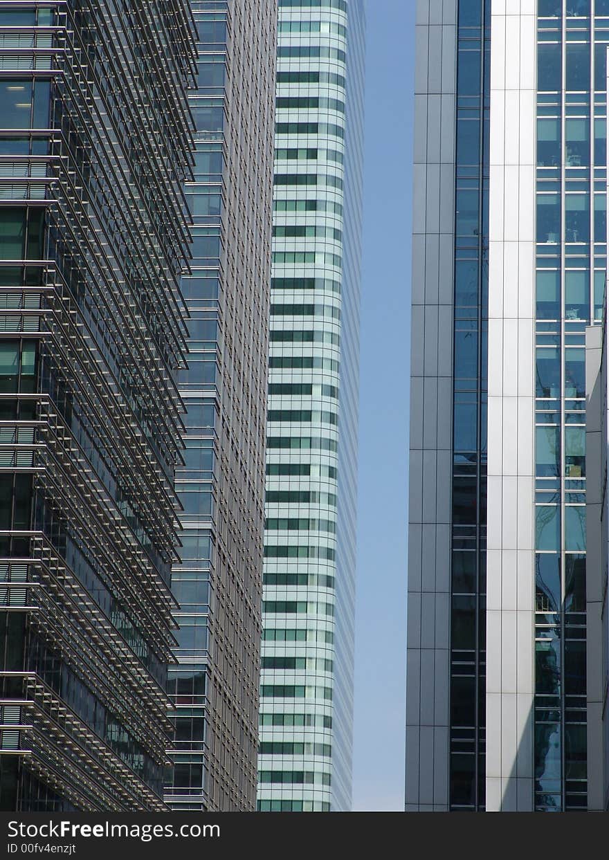 Modern steel and glass office towers in Canary Wharf London. Modern steel and glass office towers in Canary Wharf London