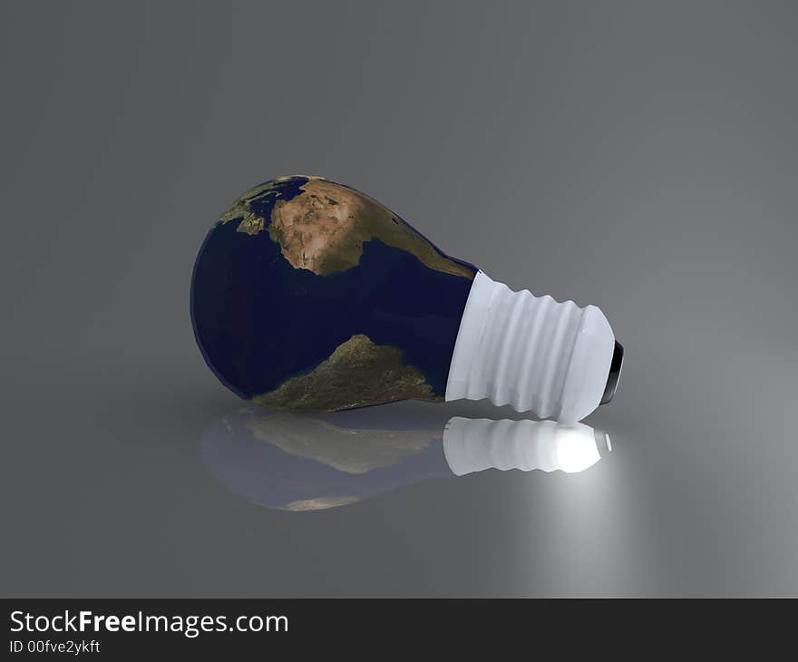 Computer generated image of the world within a bulb. Computer generated image of the world within a bulb