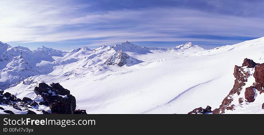 Elbsrus winter panoramic picture and peaks. Elbsrus winter panoramic picture and peaks