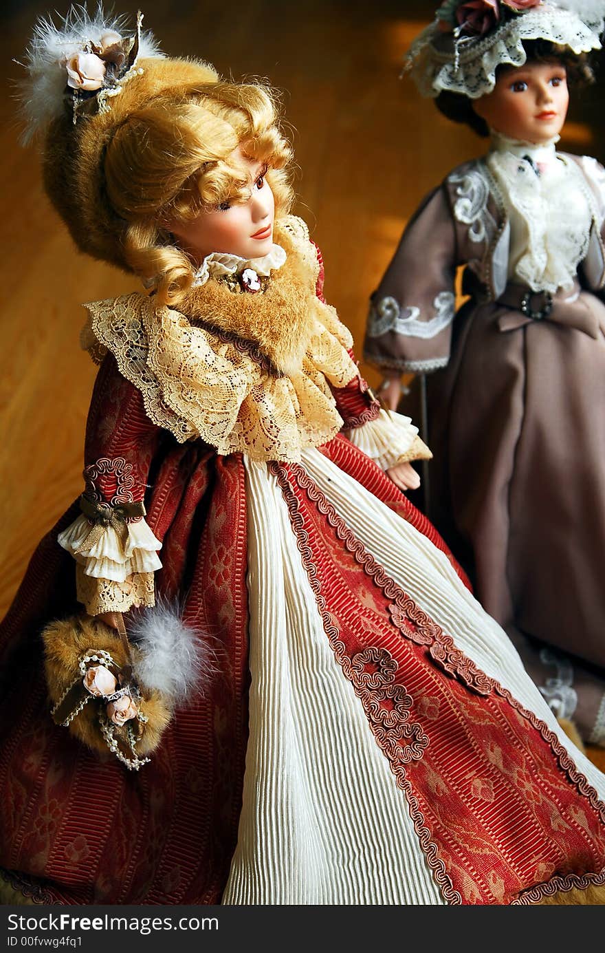 Two elegant lady dolls