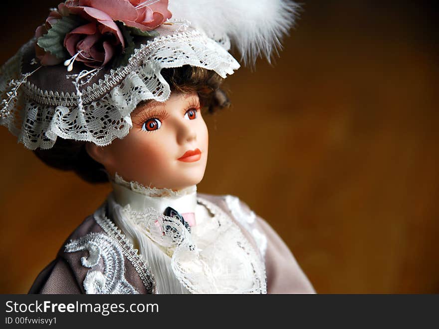 Closeup of face of elegant female doll. Closeup of face of elegant female doll