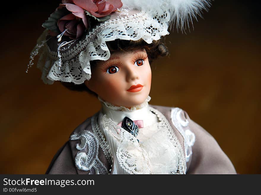 Closeup of face of elegant female doll. Closeup of face of elegant female doll