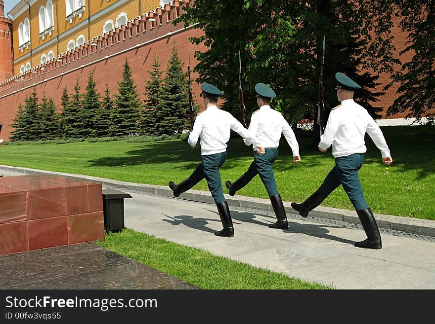 Changing guards of honour in Moscow Kremlin. Changing guards of honour in Moscow Kremlin