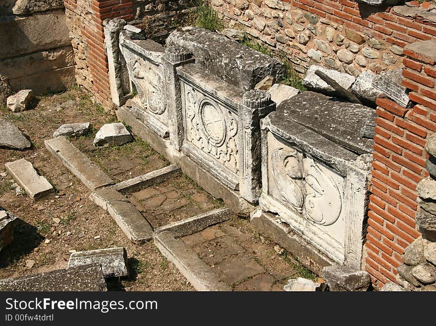 Ruins of the ancient city Heraclea, Landmark in Macedonia.