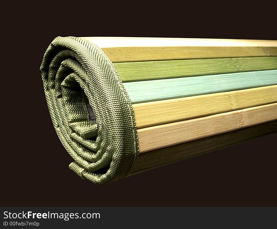 Green blue beige bamboo mat