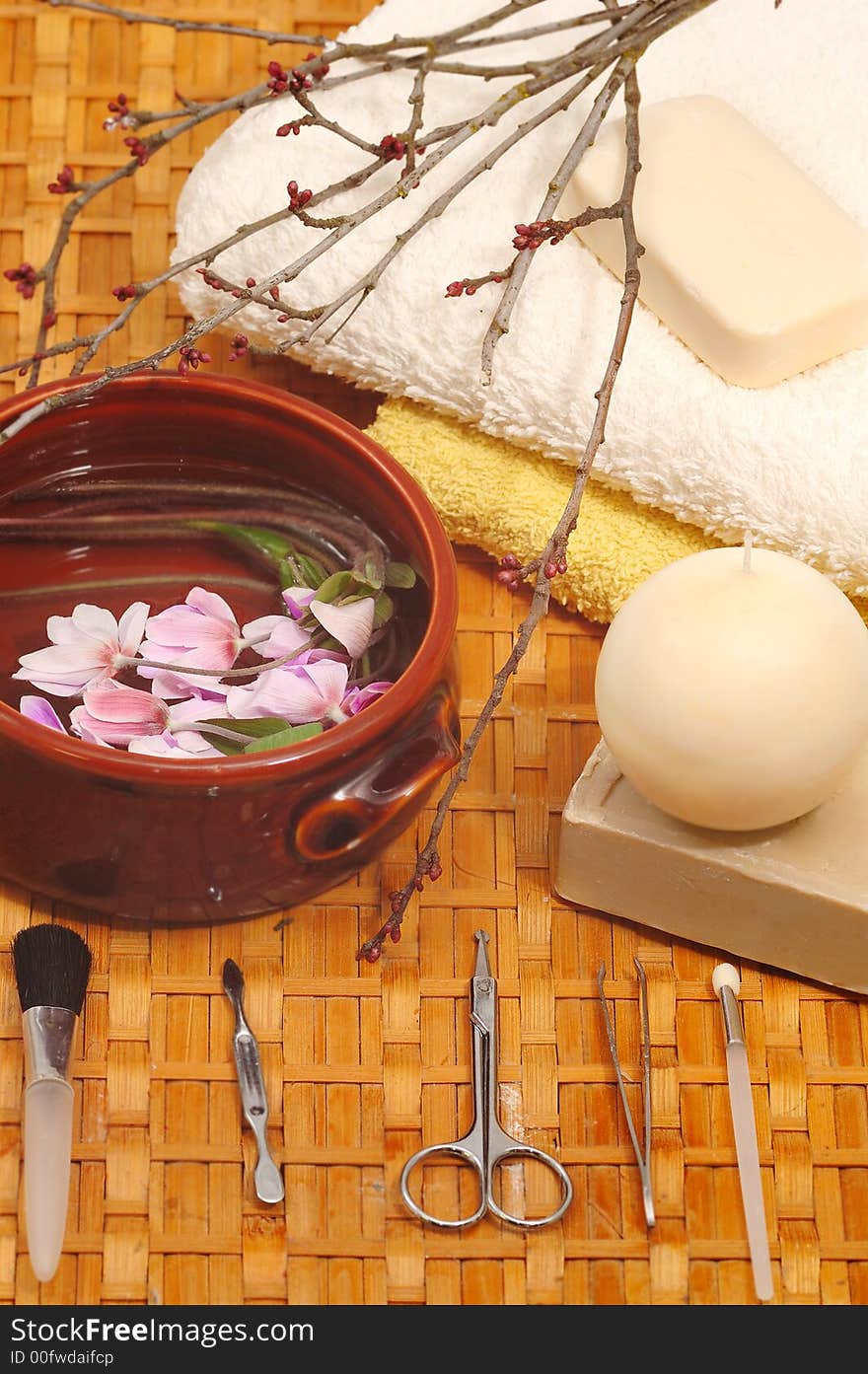 Honey soaps in spa bathroom with flowers (spa concept )