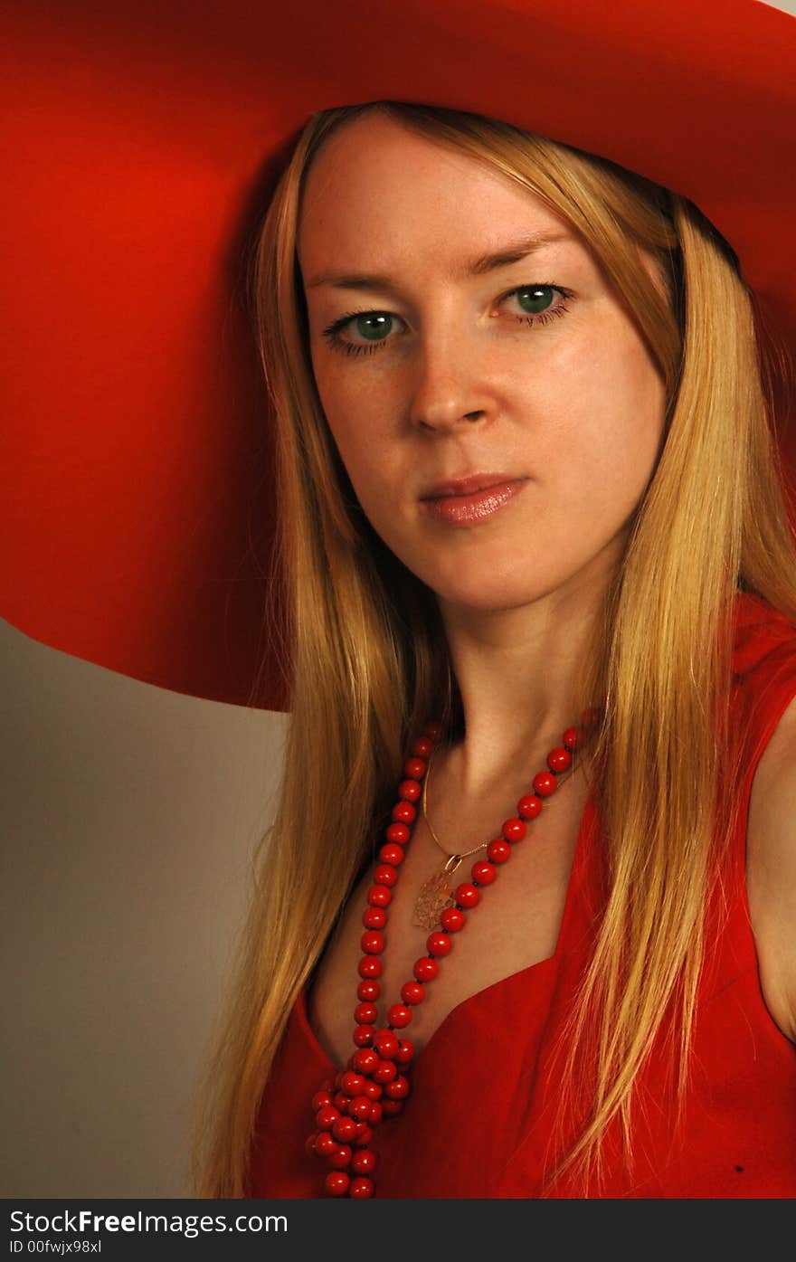 Young Woman In Red Dress