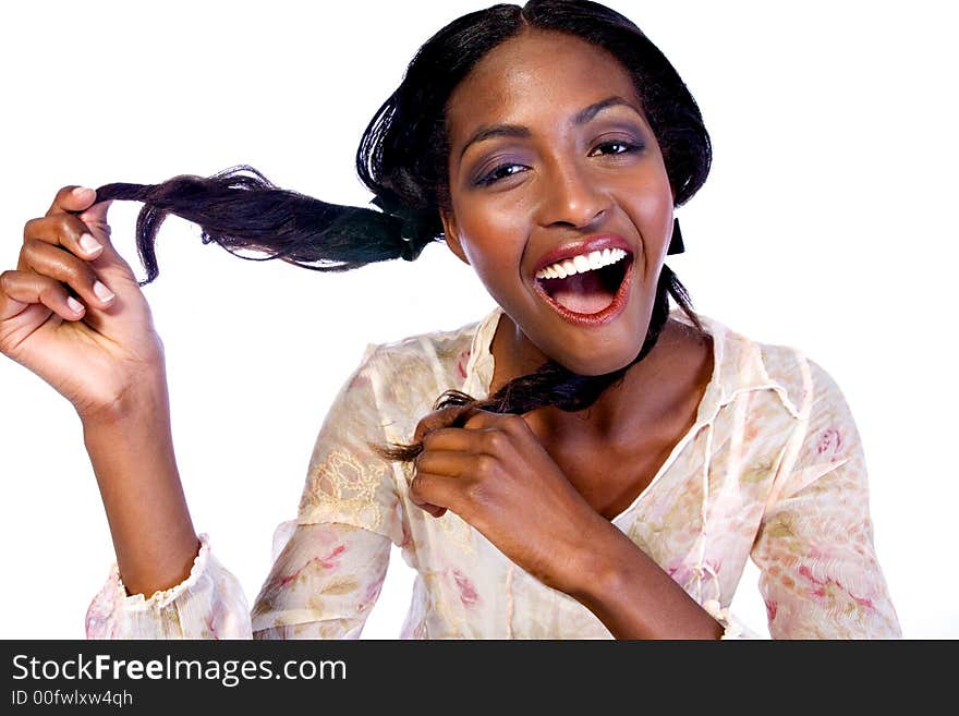 A beauty portrait taken from an african model in the studio. A beauty portrait taken from an african model in the studio