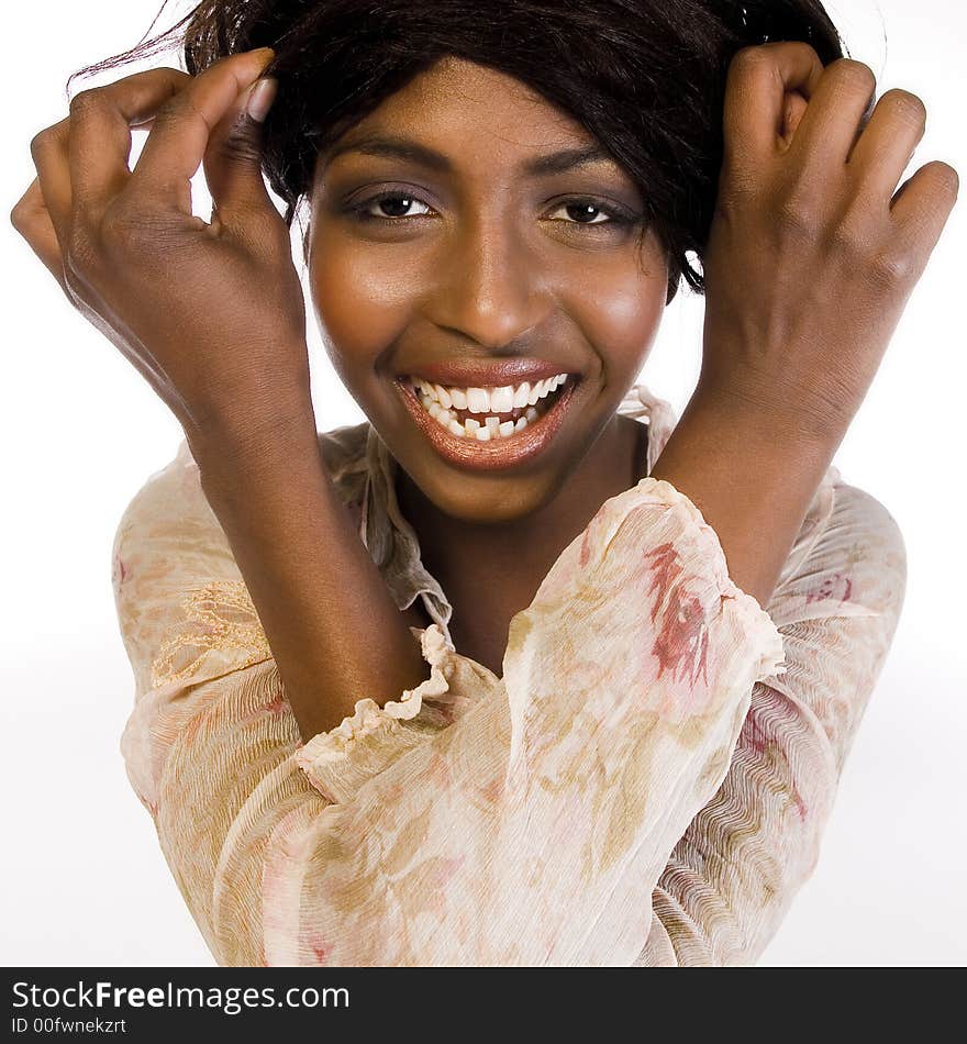 A beauty portrait taken from an african model in the studio. A beauty portrait taken from an african model in the studio