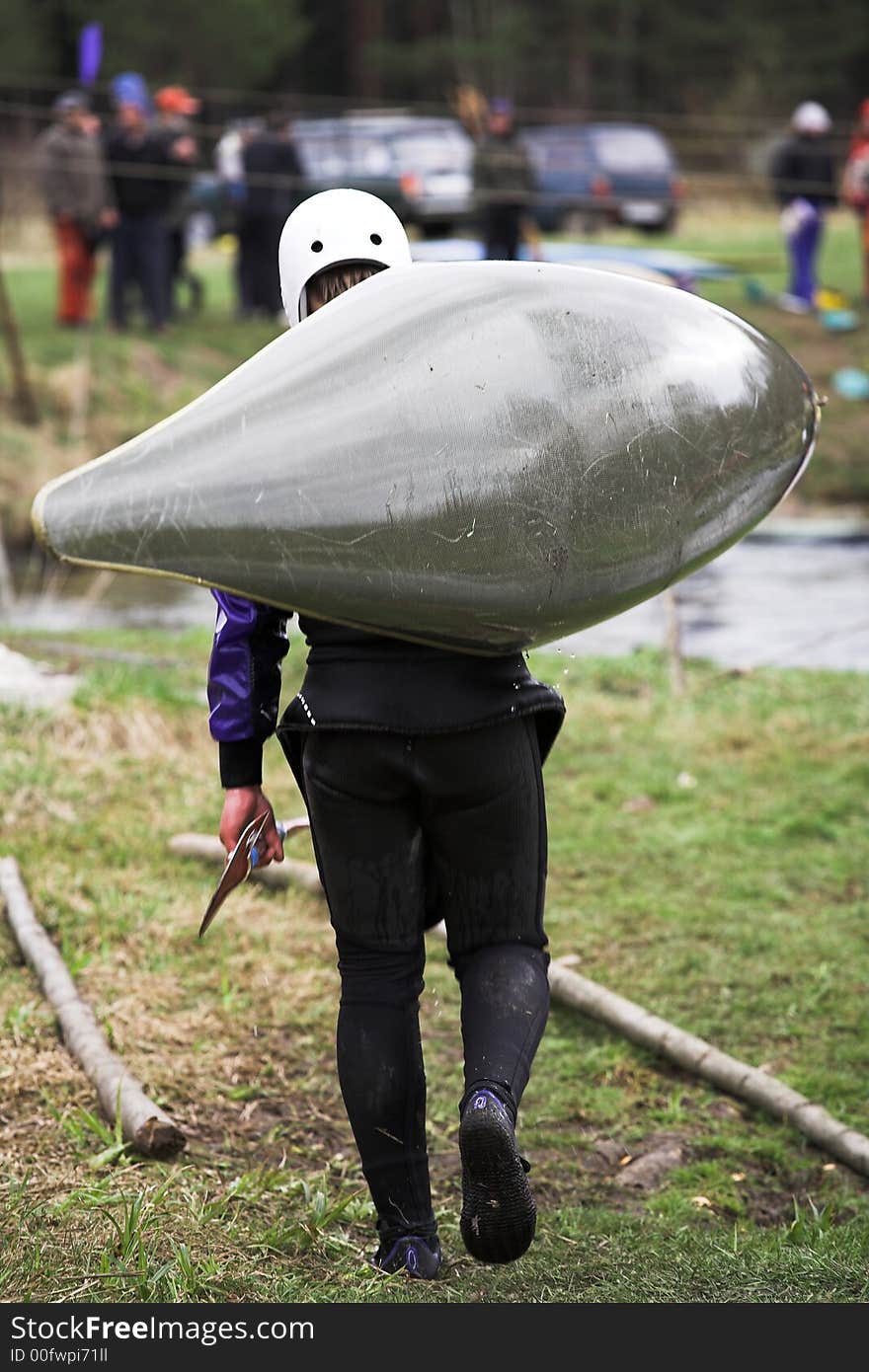 Spring, little river near Kovrov town. Kayaks competitions are over. Spring, little river near Kovrov town. Kayaks competitions are over.