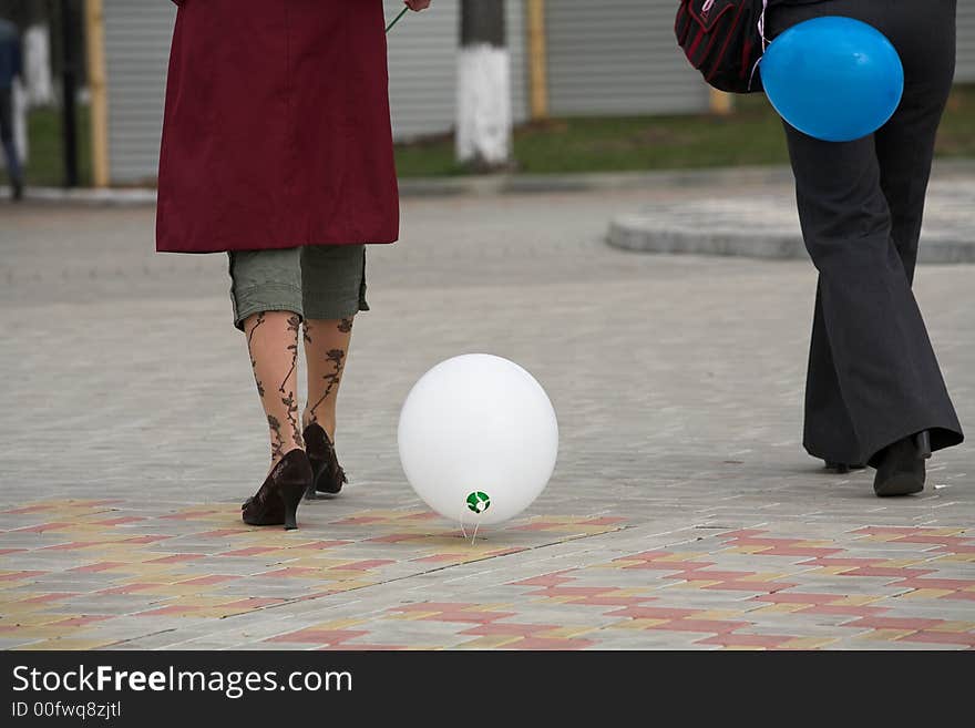 Girls with balloons.