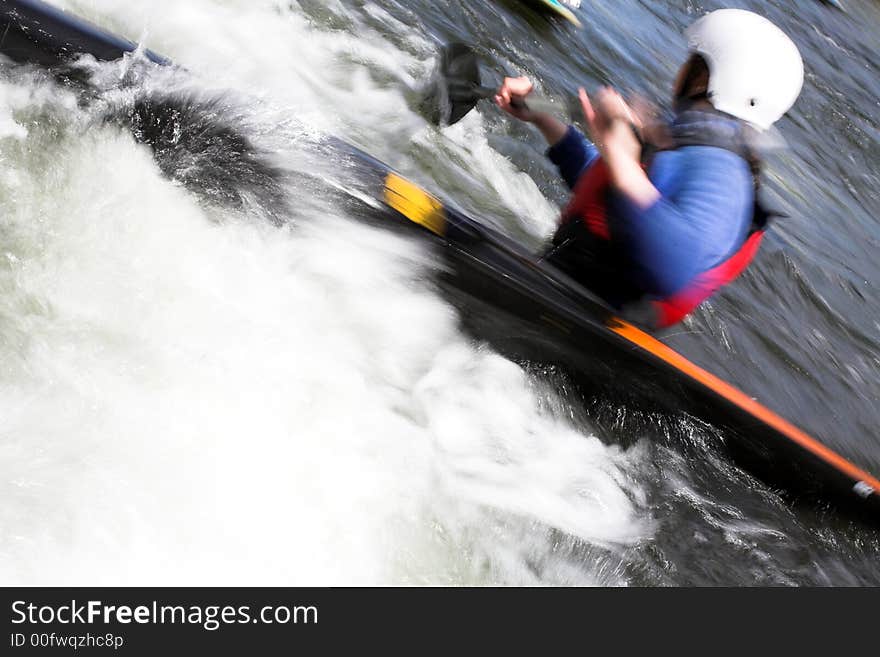 Spring, little river near Kovrov town. Kayaks competitions are in full swing. Spring, little river near Kovrov town. Kayaks competitions are in full swing.