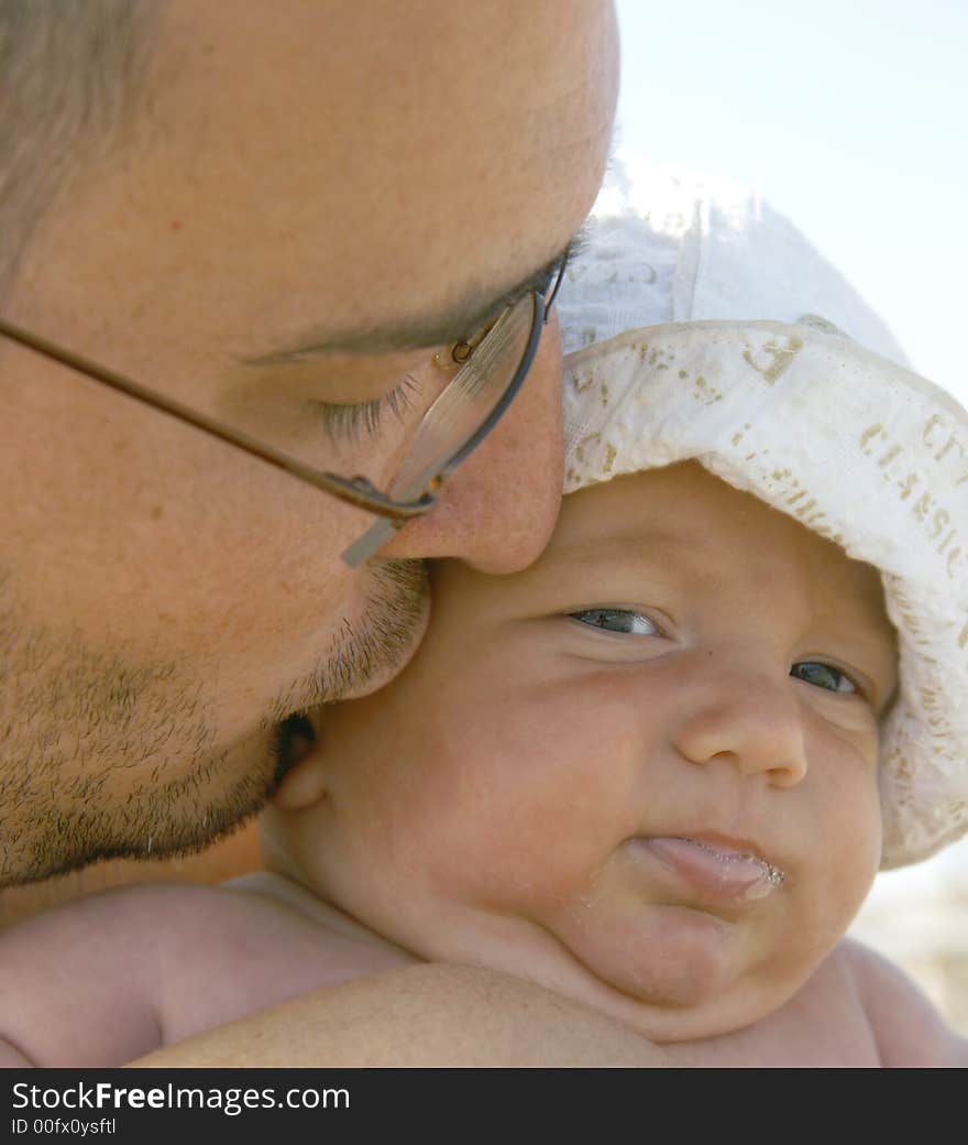 Father and son close up portrait