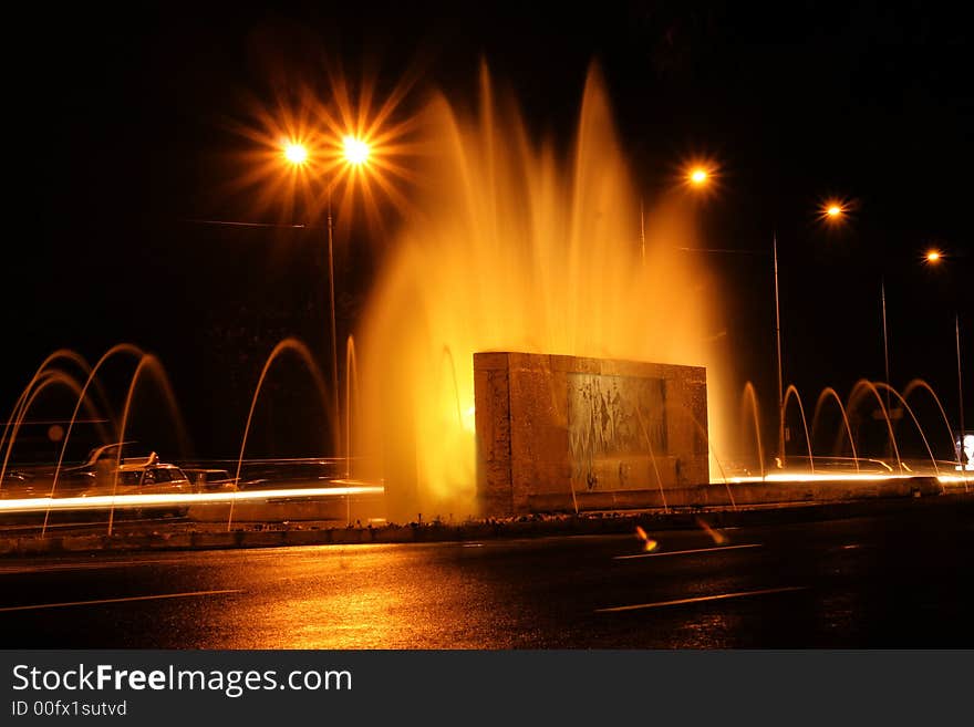 A nice and enlightened waterfall in the night. A nice and enlightened waterfall in the night