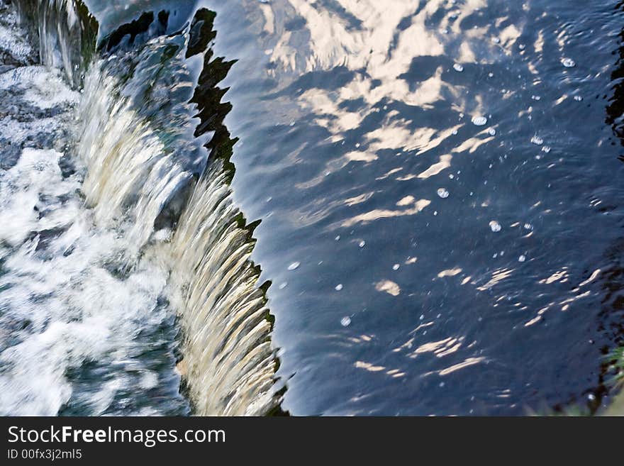 Running water in a stream on the Yorkshire moors around Ogden Moor