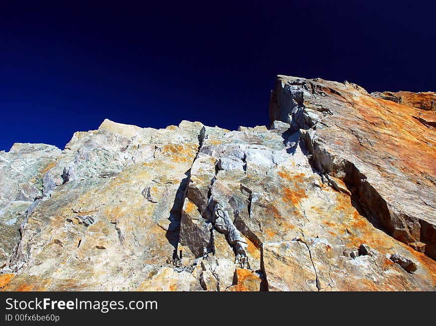 Beautiful stone on the blue sky background