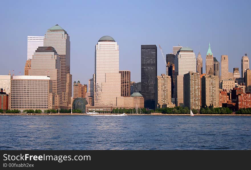 The Lower Manhattan Skyline at Sunset, New York City