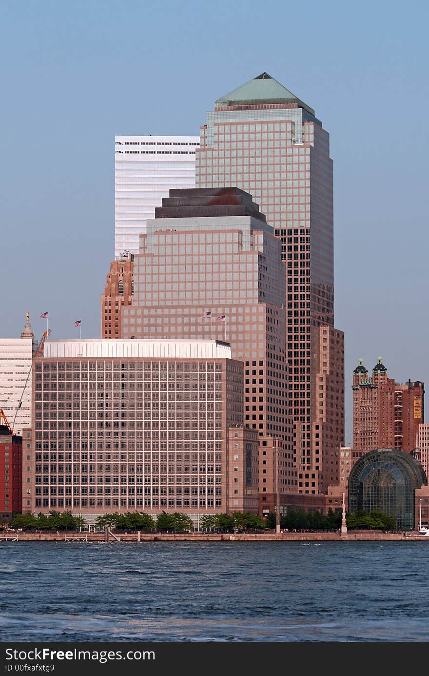 The Lower Manhattan Skyline at Sunset, New York City