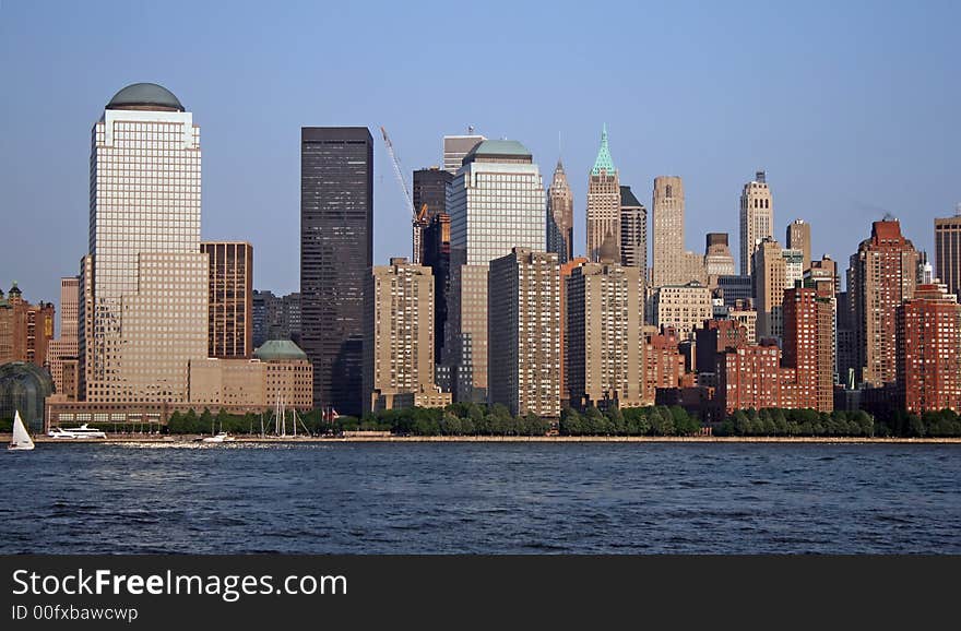 The Lower Manhattan Skyline at Sunset, New York City