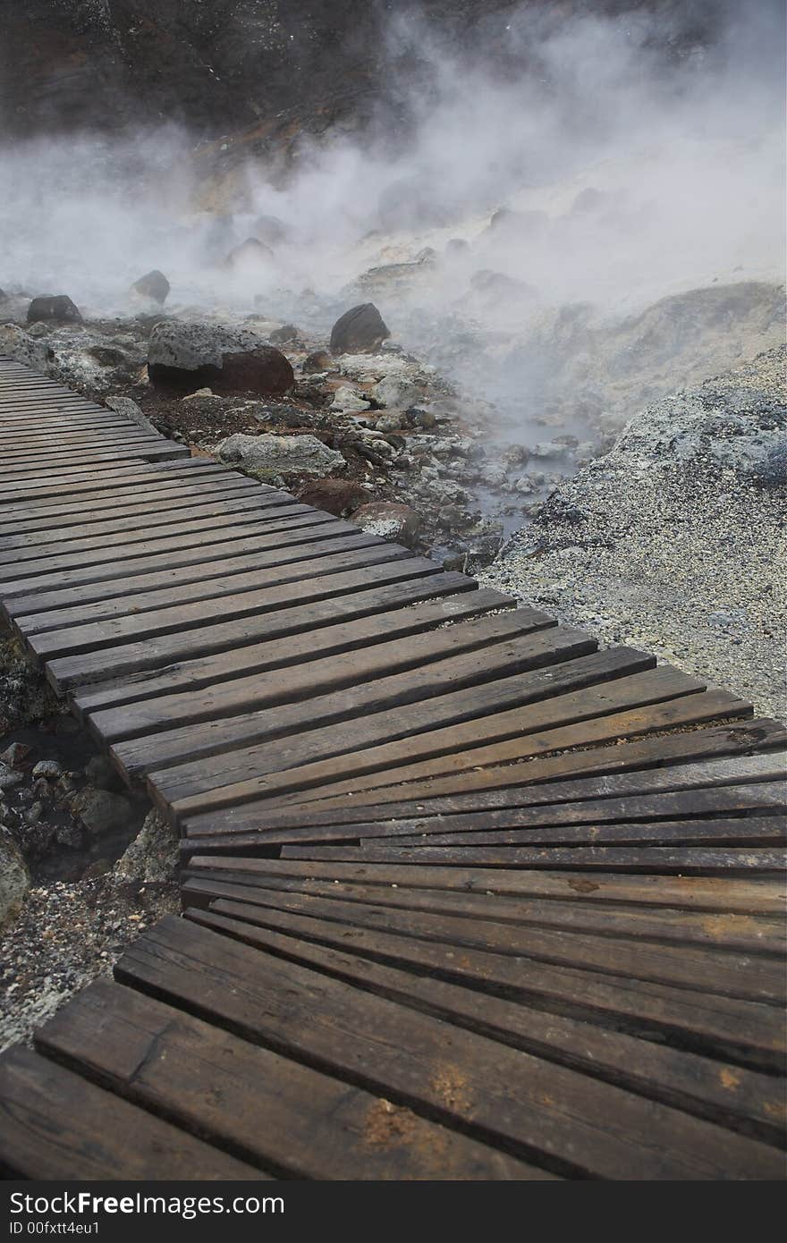 Bridge over hot spring