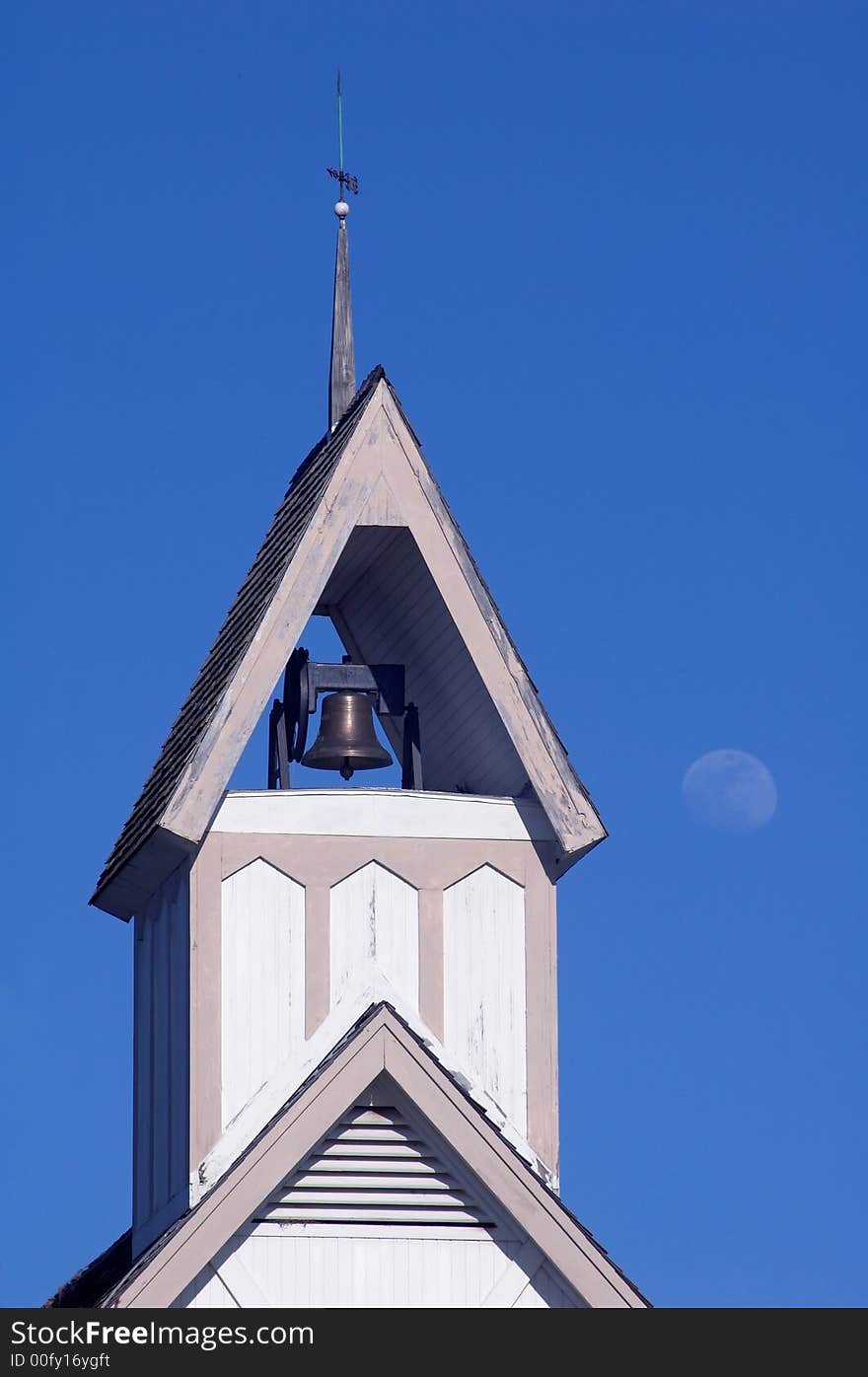 Steeple and moon